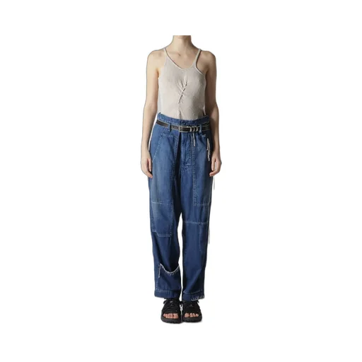 Spotted Denim Patched-Pocket Pants