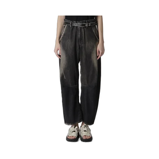 Spotted Denim Wide Leg Gusset Pants