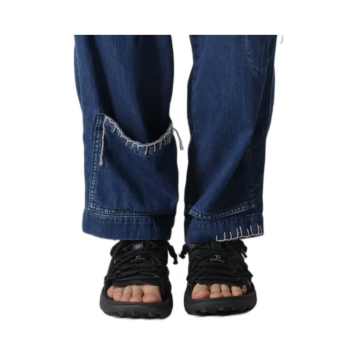 Spotted Denim Patched-Pocket Pants