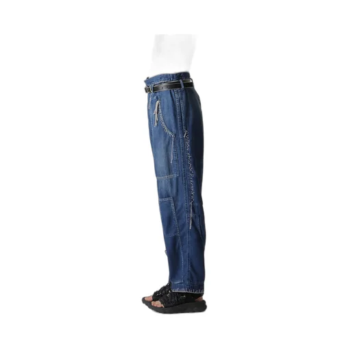 Spotted Denim Patched-Pocket Pants