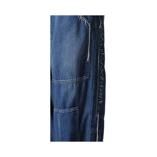 Spotted Denim Patched-Pocket Pants