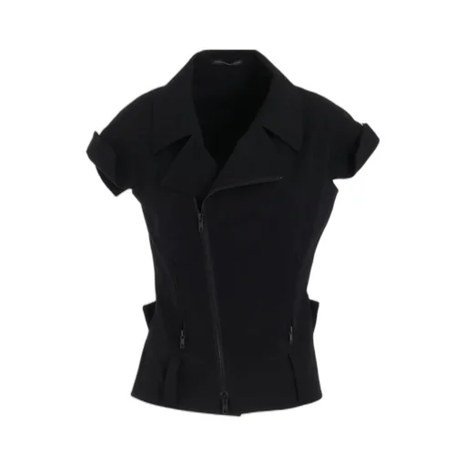 Wool Gabardine Untrimmed Sleeve Moto Jacket