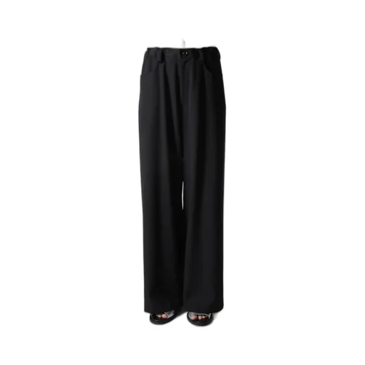 Wool Gabardine Long Straight Pants