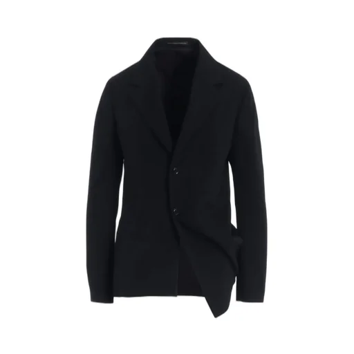 Wool Gabardine Left Side Dropped Jacket