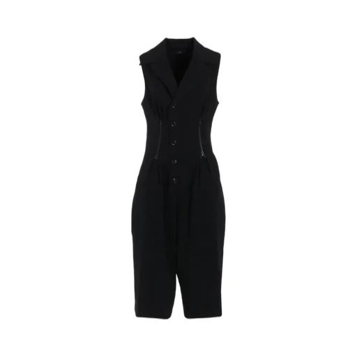 Wool Gabardine Zip Tucked Jump Suit