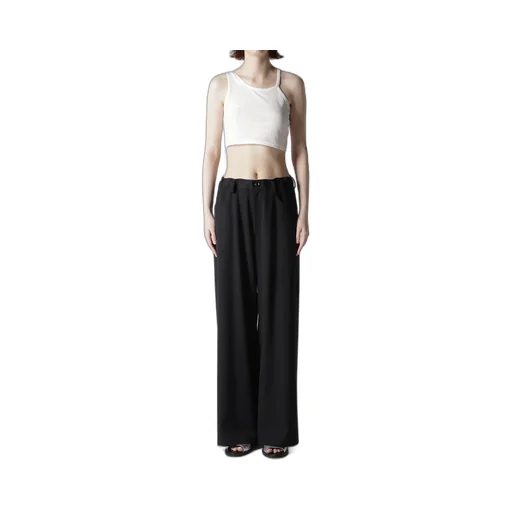 Wool Gabardine Long Straight Pants