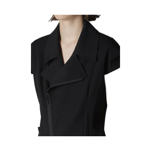 Wool Gabardine Untrimmed Sleeve Moto Jacket