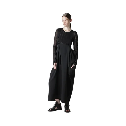 Wool Gabardine Shoulder Strap Dress