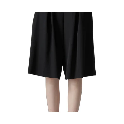 Wool Gabardine Zip Tucked Short Pants