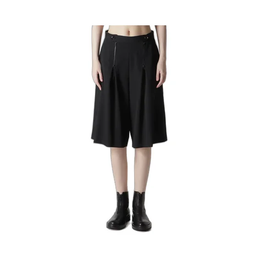Wool Gabardine Zip Tucked Short Pants