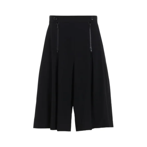 Wool Gabardine Zip Tucked Short Pants