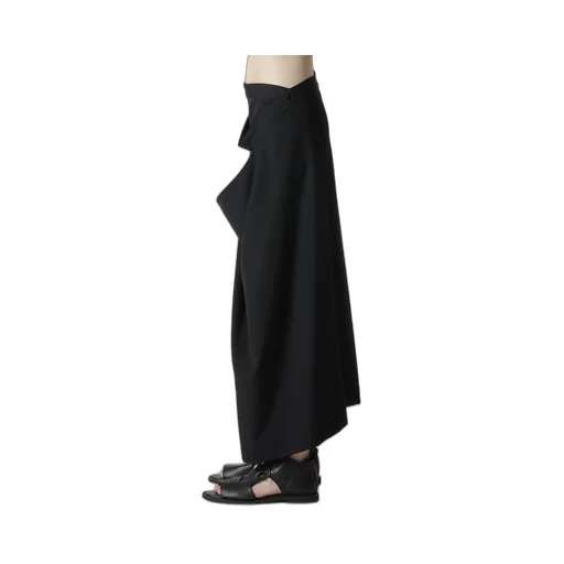 Wool Gabardine Drape Wrap Skirt