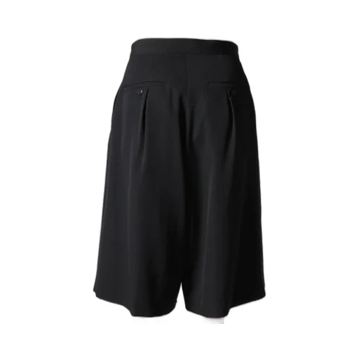 Wool Gabardine Zip Tucked Short Pants