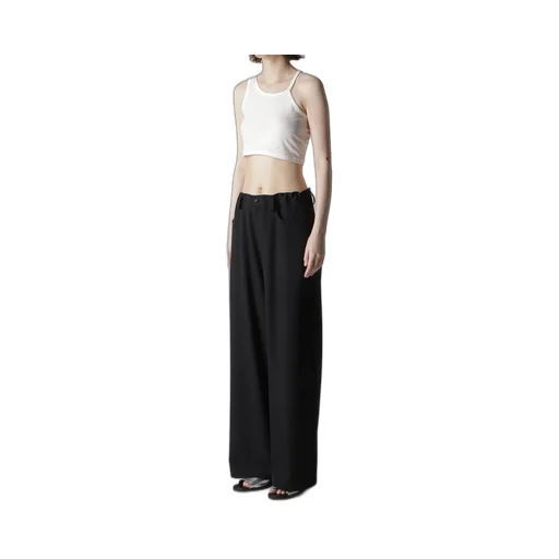 Wool Gabardine Long Straight Pants