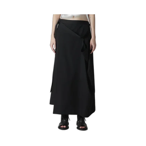 Wool Gabardine Drape Wrap Skirt