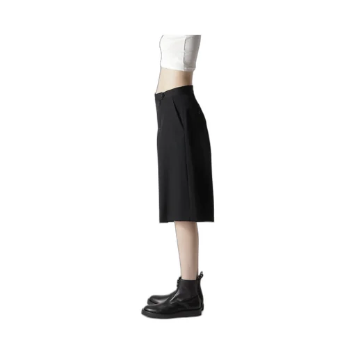 Wool Gabardine Zip Tucked Short Pants