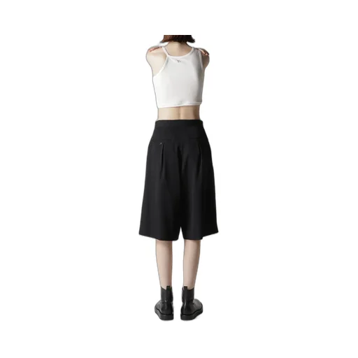 Wool Gabardine Zip Tucked Short Pants