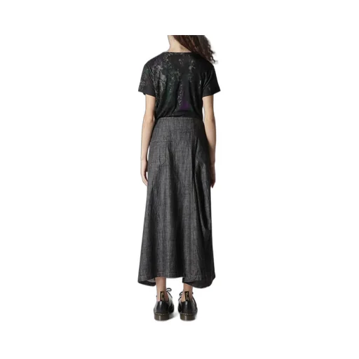 8Oz Denim Panel Tucked Flare Skirt