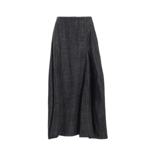 8Oz Denim Panel Tucked Flare Skirt