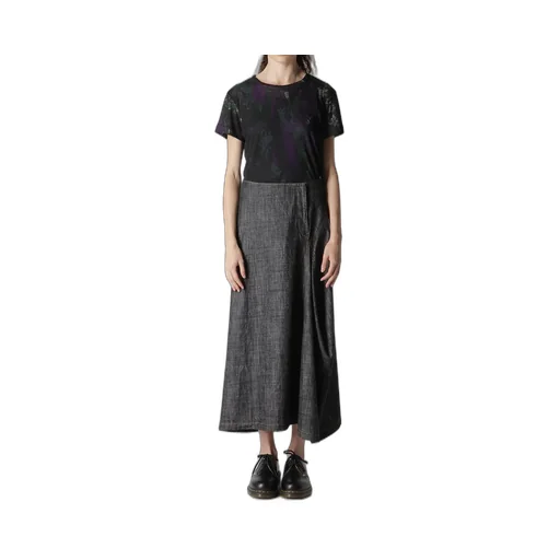 8Oz Denim Panel Tucked Flare Skirt