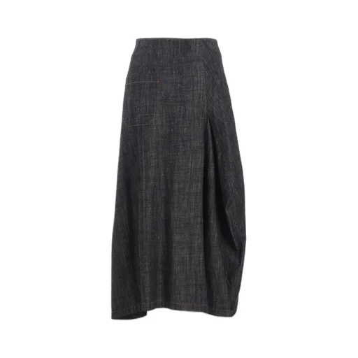 8Oz Denim Panel Tucked Flare Skirt