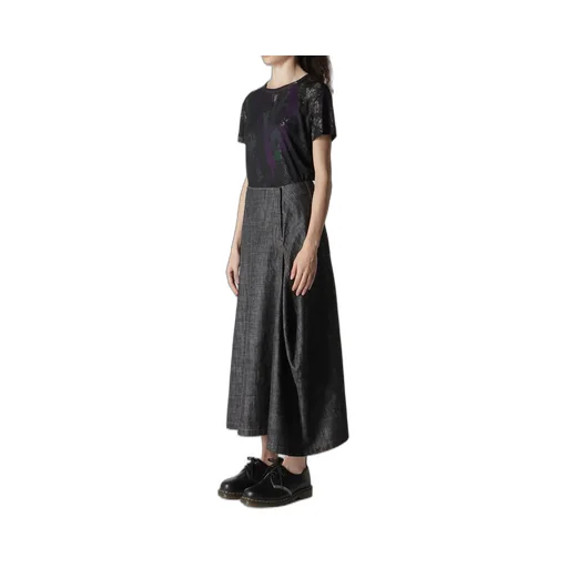 8Oz Denim Panel Tucked Flare Skirt