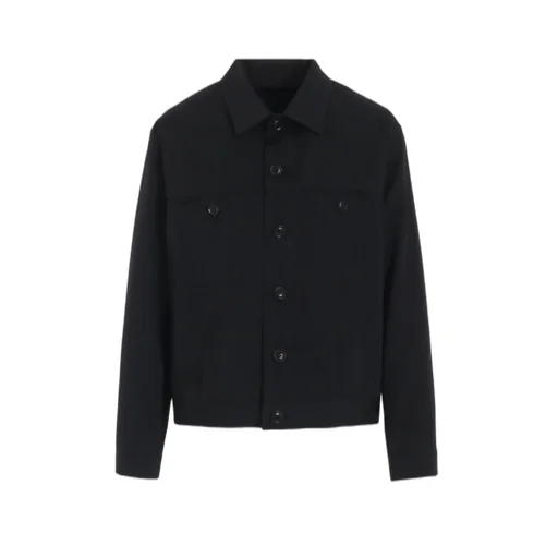 Wool Gabardine Panel Denim Jacket