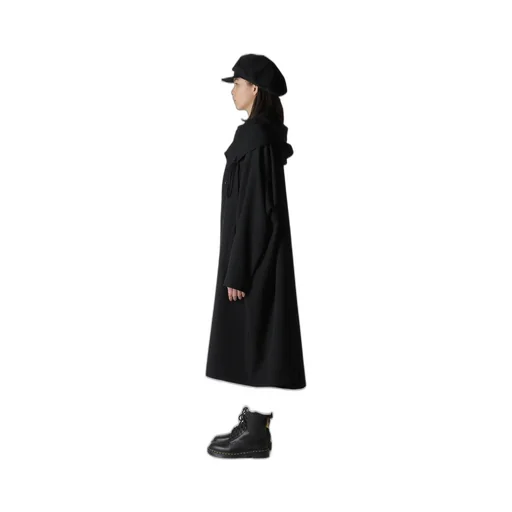 Wool Gabardine Big Hoodie Coat