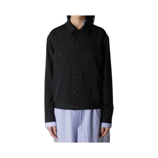 Wool Gabardine Panel Denim Jacket