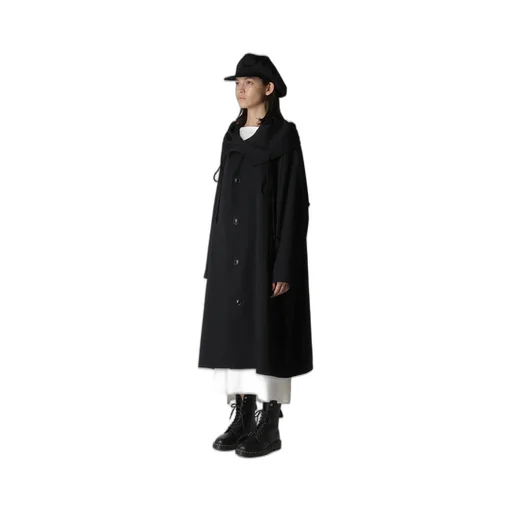 Wool Gabardine Big Hoodie Coat