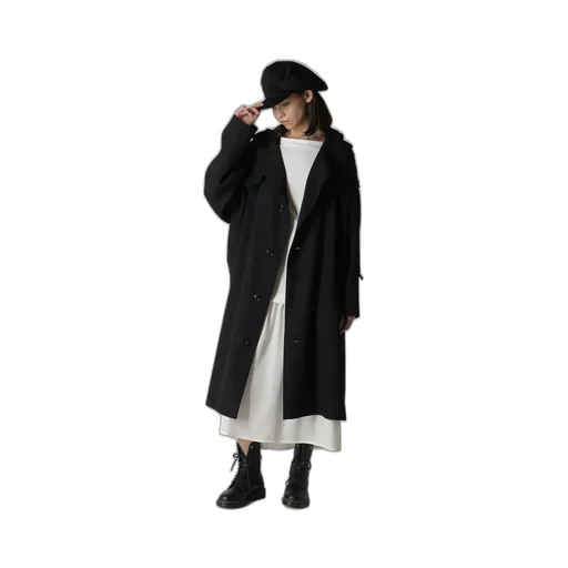 Wool Gabardine Big Hoodie Coat