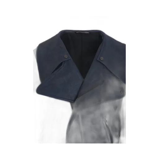 Indigo Mud Dyed Leather Biker Jacket