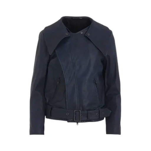 Indigo Mud Dyed Leather Biker Jacket
