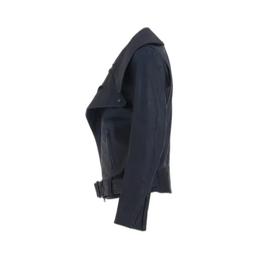 Indigo Mud Dyed Leather Biker Jacket