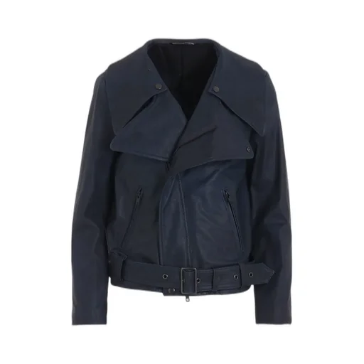 Indigo Mud Dyed Leather Biker Jacket