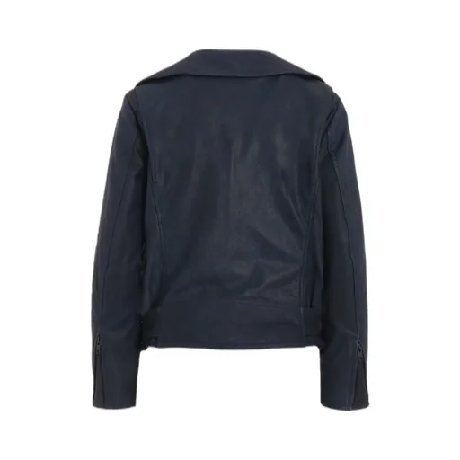 Indigo Mud Dyed Leather Biker Jacket