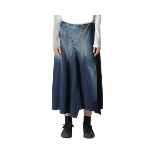 C/ Spotted Denim Triangle Gusset Flare Skirt