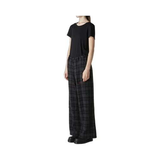 W/ Check Red Stitch Long Straight Pants