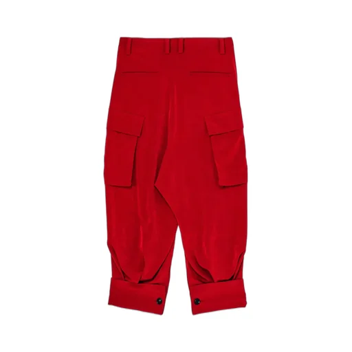 Crepe De Chine Cuffed Hem Cargo Pants