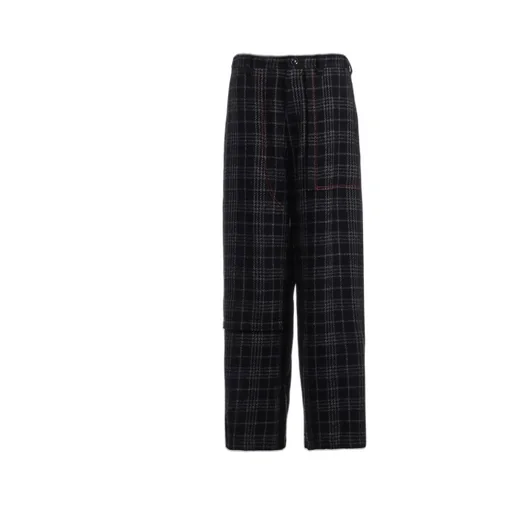 W/ Check Red Stitch Long Straight Pants