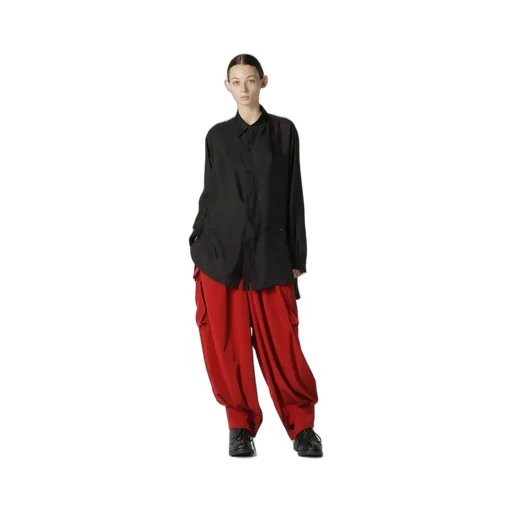Crepe De Chine Cuffed Hem Cargo Pants