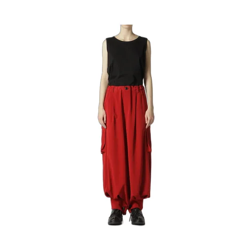 Crepe De Chine Cuffed Hem Cargo Pants