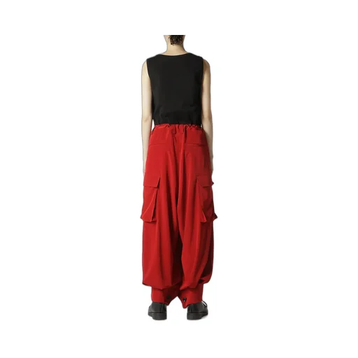 Crepe De Chine Cuffed Hem Cargo Pants