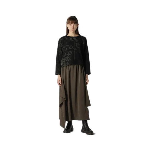 Crepe De Chine Right Drape Skirt