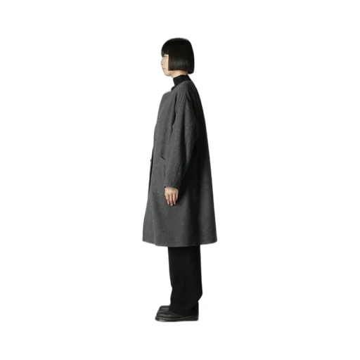 Airy Mosser Collarless Coat