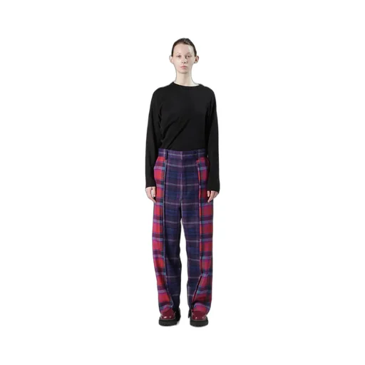 Plaid Panel Pants A