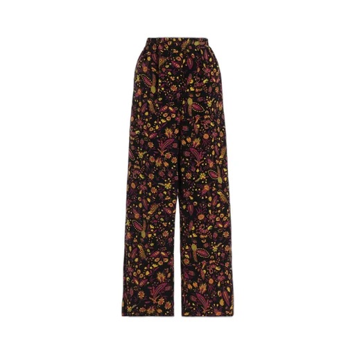 Flower Print Elastic Waist Pants