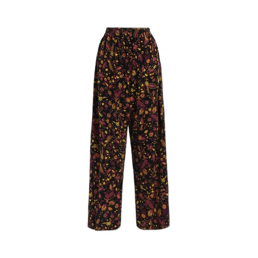 Flower Print Elastic Waist Pants