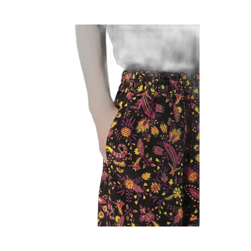 Flower Print Elastic Waist Pants