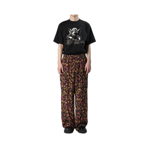 Flower Print Elastic Waist Pants